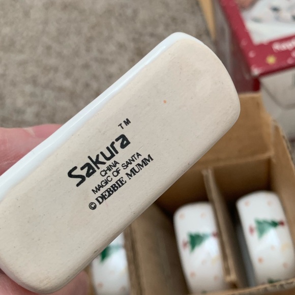 Set of 8 Vintage 1997 Debbie Mumm Magic of Santa napkin rings NEW by Sakura - Picture 5 of 8